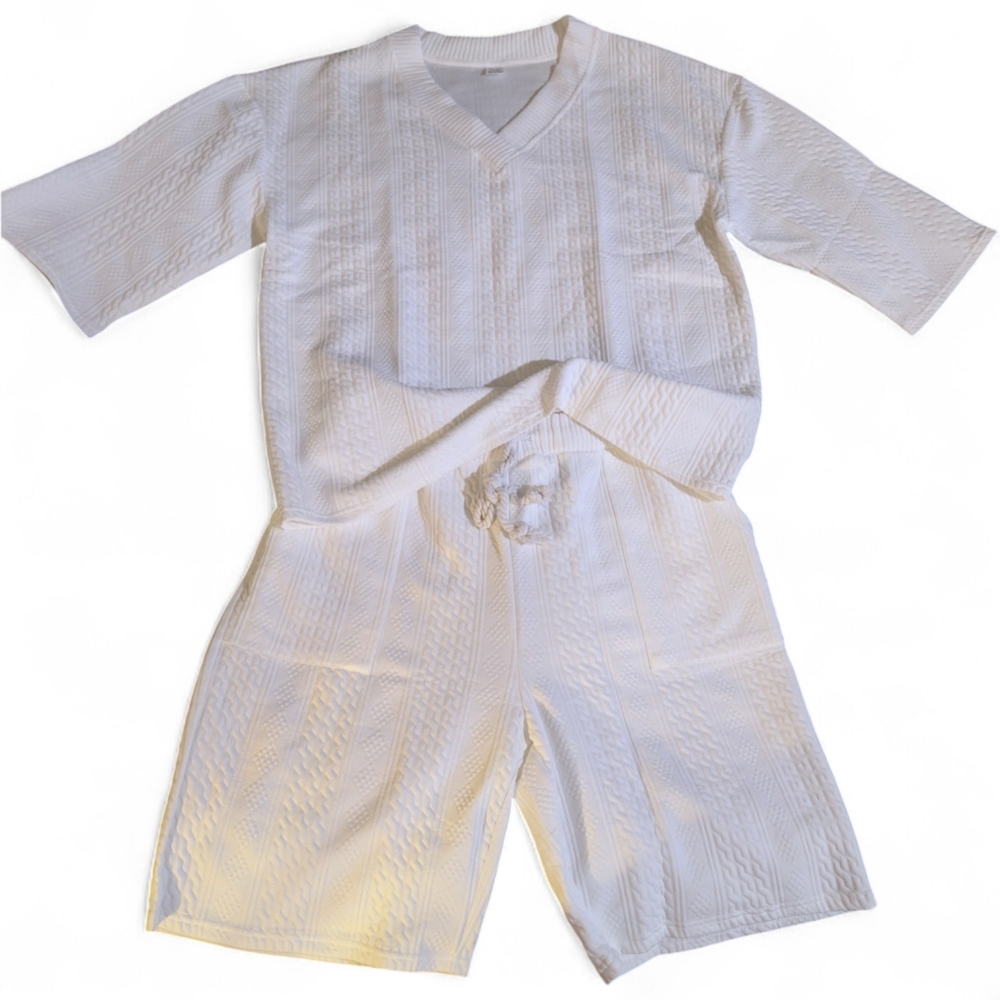 ⚪️ Sikoreliar Men’s Knitted 2-Piece Set XXL White New In Package Ensemble